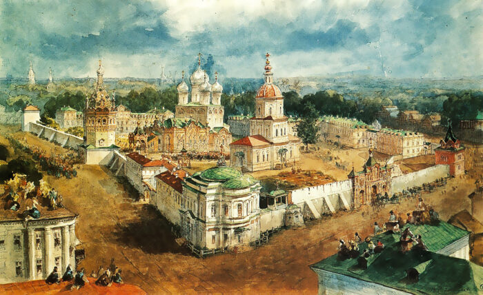 «Вид Богоявленского Анастасиева монастыря в Костроме», примерно 1865 г. Худ. Василий Садовников