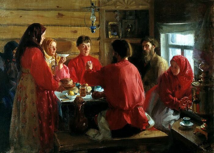 "В крестьянской избе", художник Иван Куликов