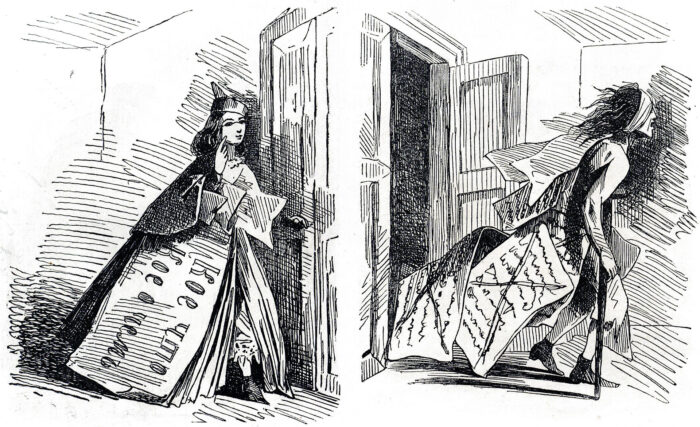 Статья до и после просмотра цензором (карикатура на Цензурную реформу из газеты «Искра», 1863 год)