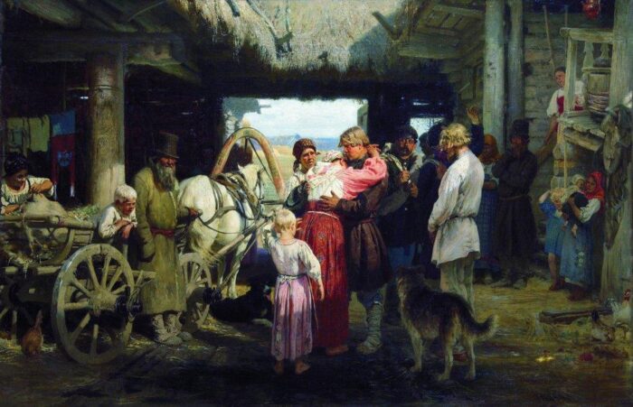 "Проводы новобранца", худ. Илья Репин, 1879 год
