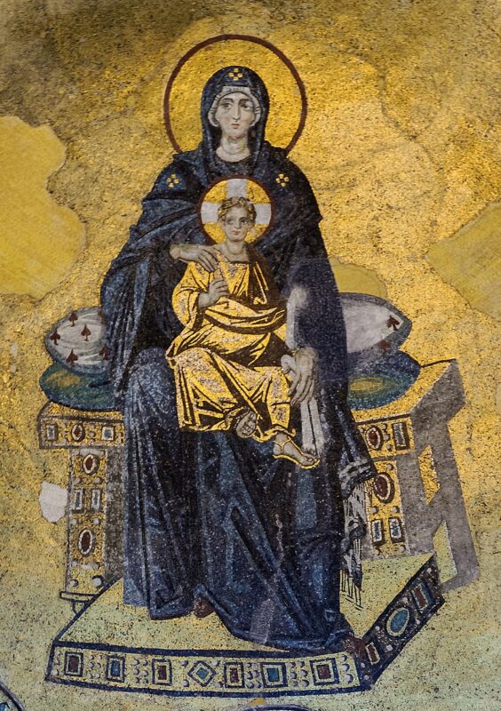 Мозаичное изображение Богородицы с Младенцем Иисусом Христом в мечети Айя-София