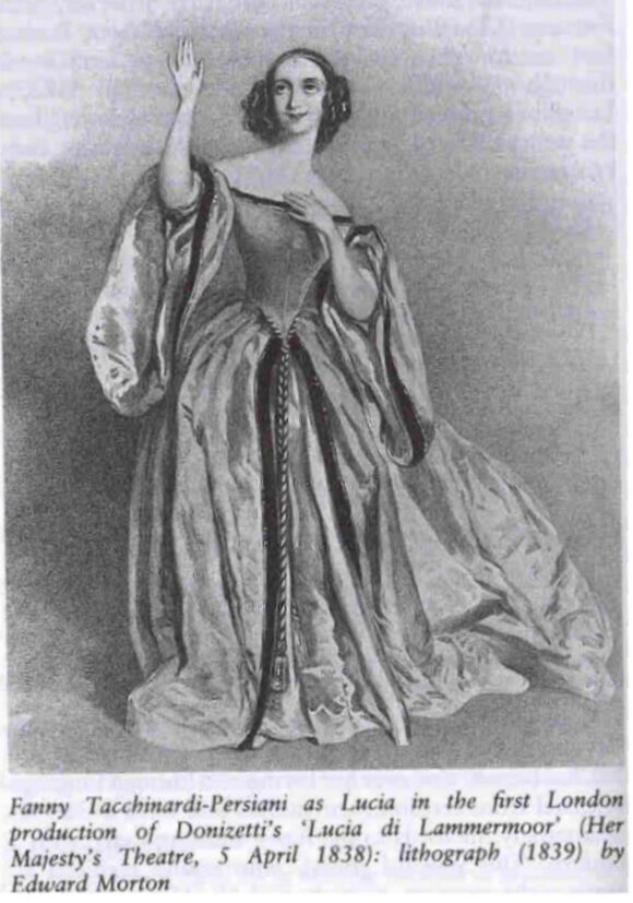 Фанни Таккинарди-Персиани в роли Лючии в первой лондонской постановке 1838 года