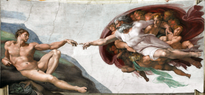 Сотворение Адама (фреска Микеланджело на потолке капеллы)