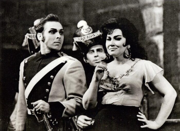 Ирина Архипова (Кармен) и Владислав Пьявко (Хозе) в Большом театре, 1972 год