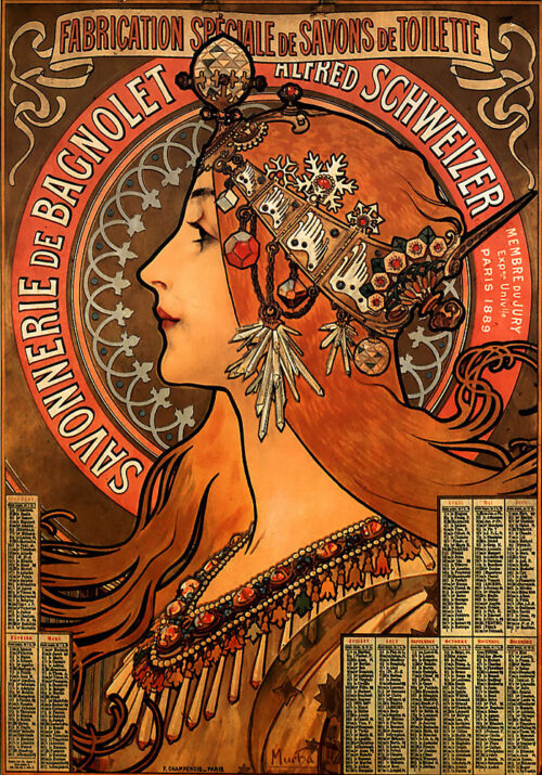 Реклама мыловаренного завода Баньоле (1897 г.), худ. Альфонс Муха