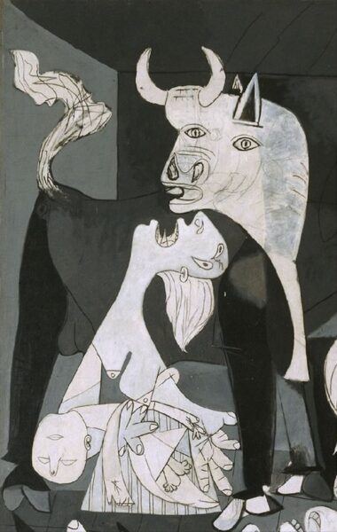"Герника", фрагмент: женщина с мертвым ребенком на руках