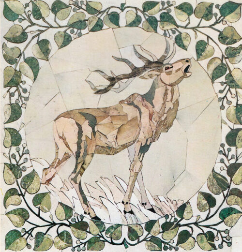 Изюбр (благородный олень), фрагмент мозаики