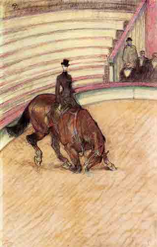 Берейтор на картине "В цирке: объездка лошадей" Анри де Тулуз-Лотрека, 1899 год