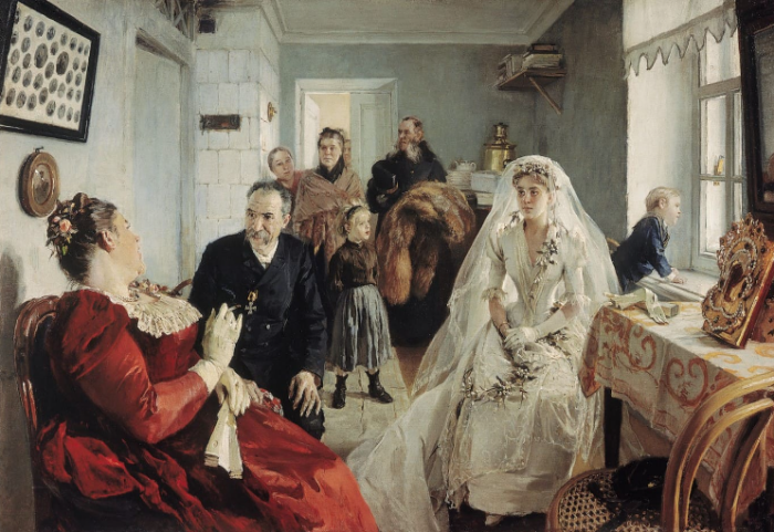 "В ожидании шафера", худ. И. Прянишников, 1891