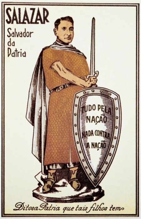 Пропагандистский плакат, изображающий Салазара в образе короля Португалии Афонсу I