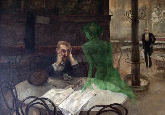 "Пьющий абсент", худ. Виктор Олива, 1901