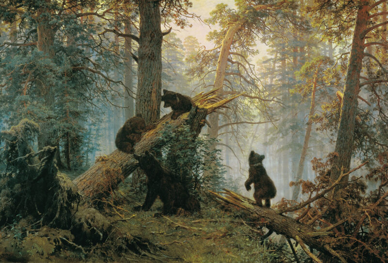 "Утро в сосновом лесу", худ. И. Шишкин и К. Савицкий, 1889
