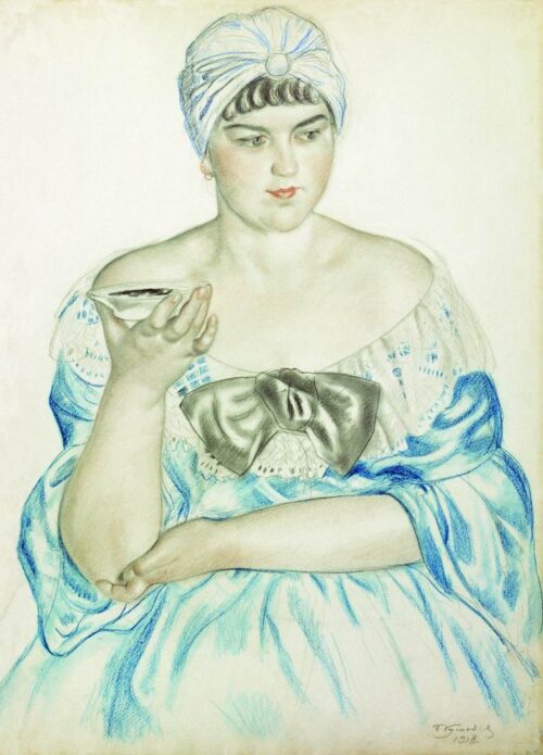 "Женщина, пьющая чай", 1918. Зарисовка с Галины Адеркас