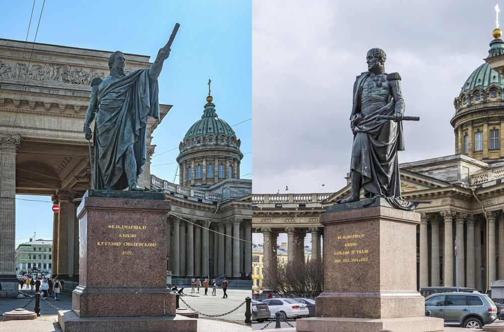 Памятники Кутузову и Барклаю-де-Толли перед Казанским собором