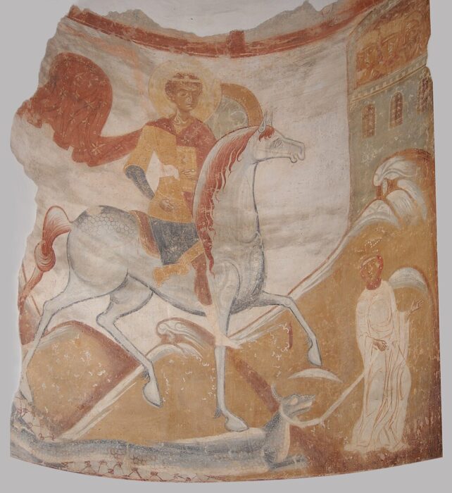 Чудо Георгия о змие, фреска XII века