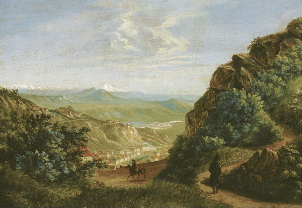 «Вид Пятигорска», худ. М. Лермонтов, 1837-38